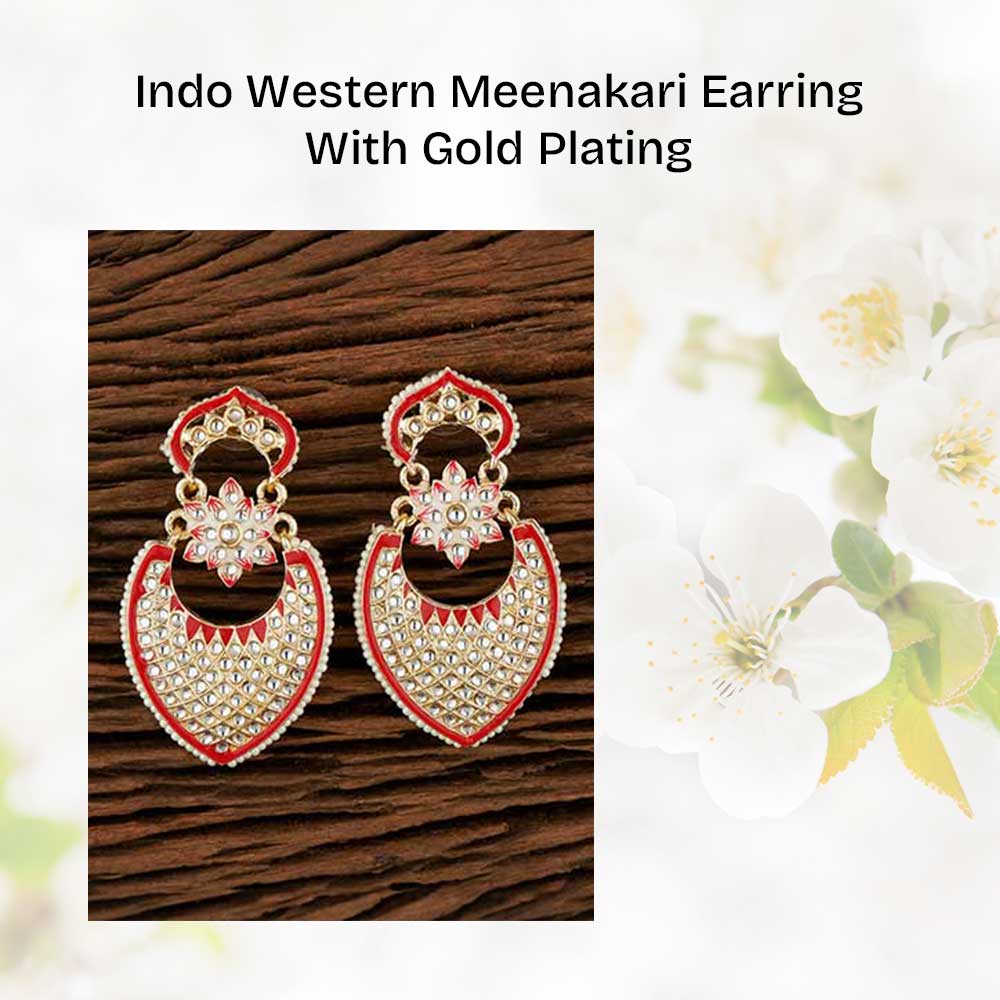 Indo Western Meenakari Earring With Gold Plating