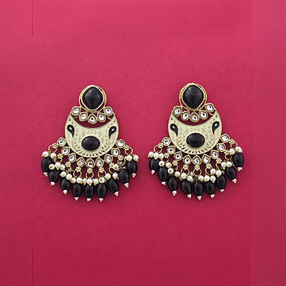 Indo Western Meenakari Earring With Mehndi Plating