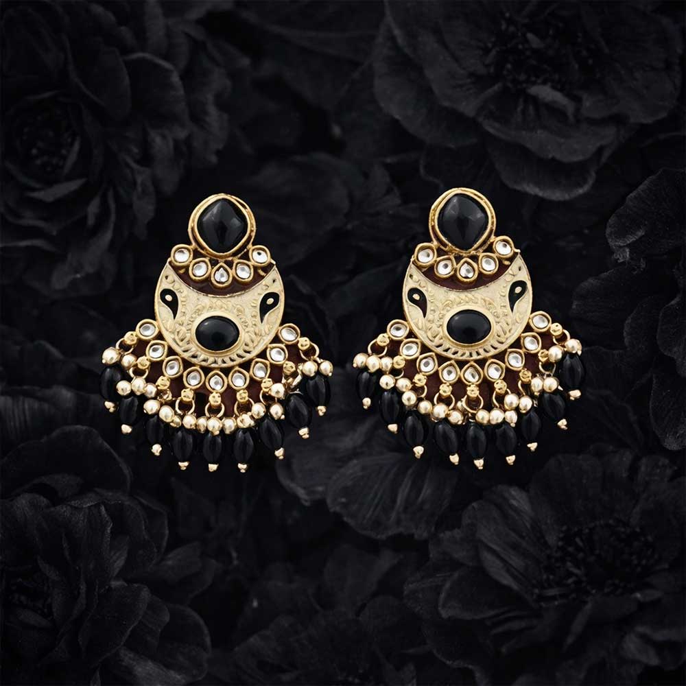 Indo Western Meenakari Earring With Mehndi Plating