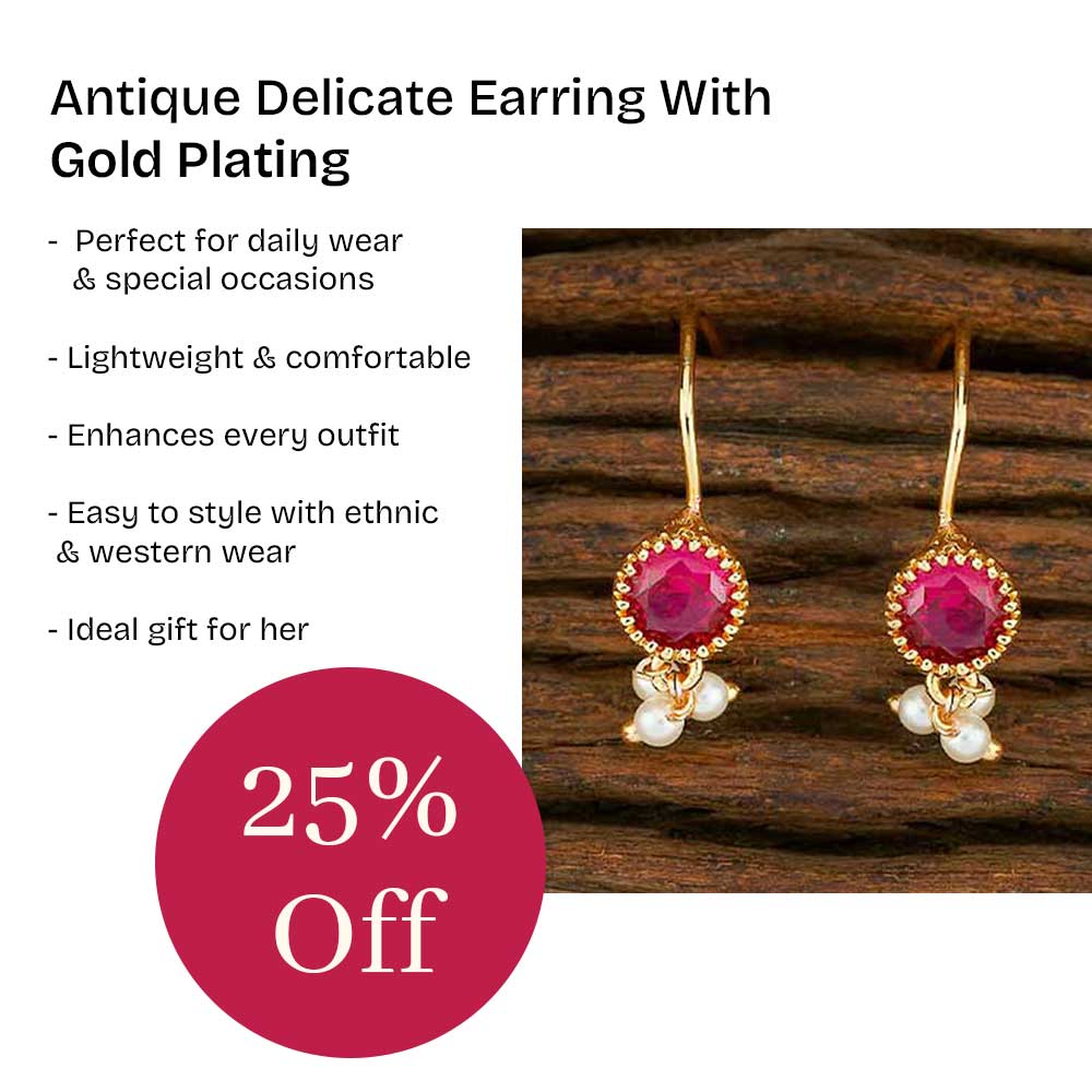Antique Delicate Earring With Gold Plating