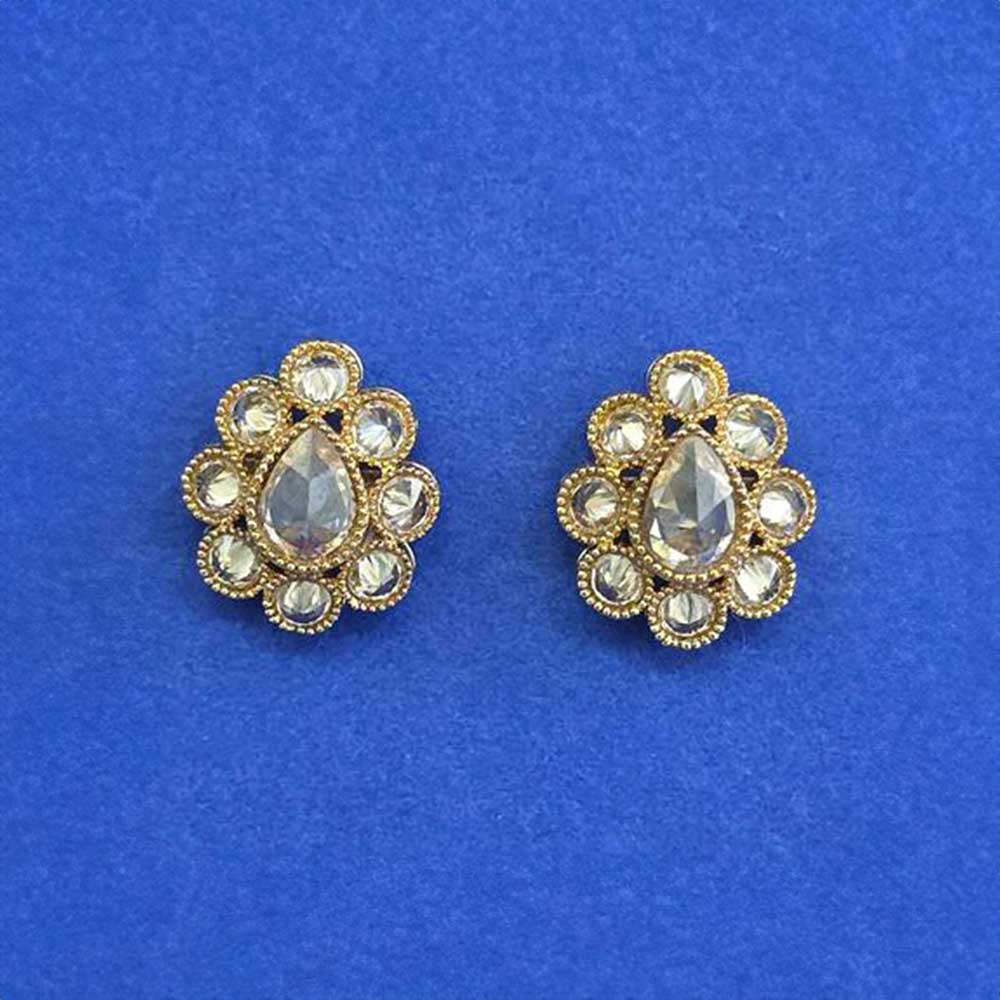 Antique Gold Floral Kundan Studs