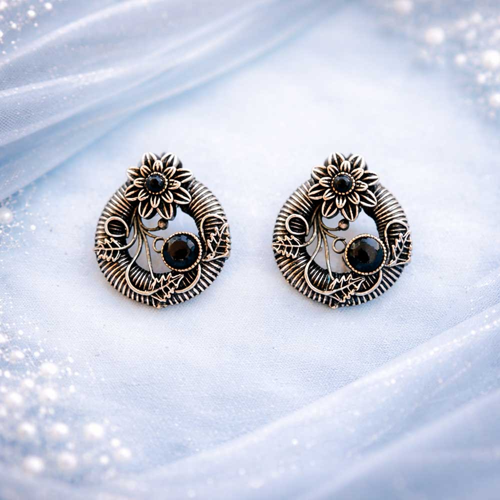 Antique Western Paisley Pearl Drop Earrings