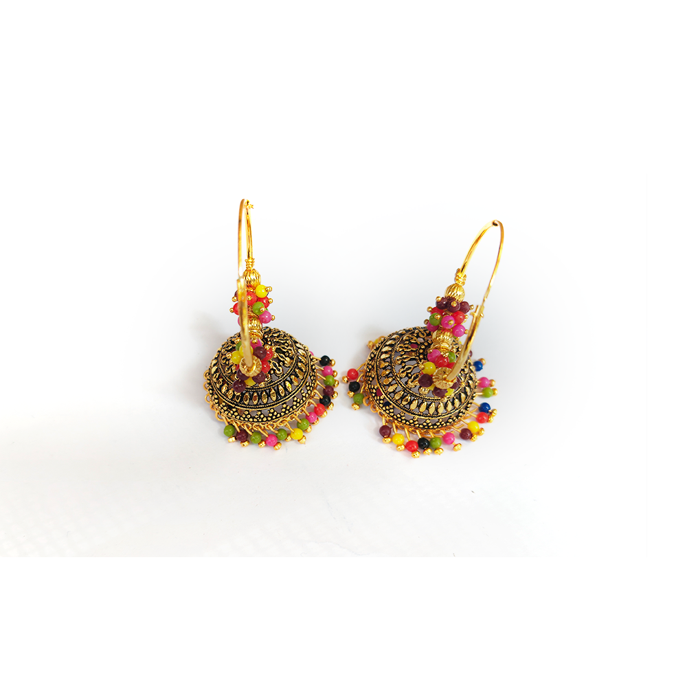 Royal  Multicolor Beaded Jhumka Earrings